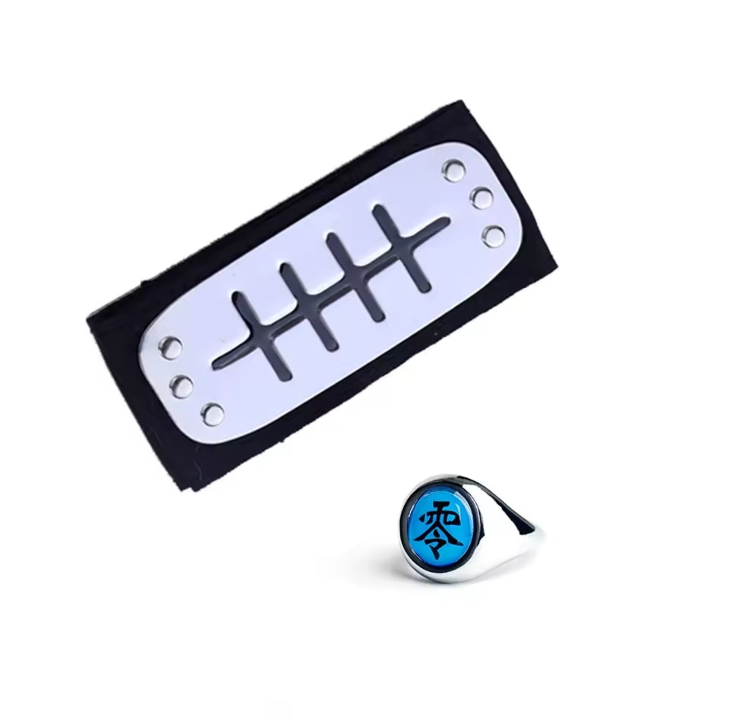 Nagato (Pain) Akatsuki Member's Headband + Adjustable Size Ring 2pc Bundle