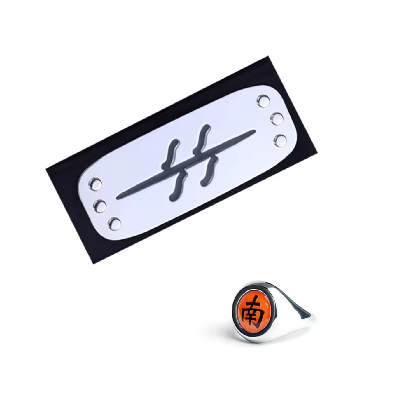 Kisame Hoshigaki Akatsuki Member's Headband + Adjustable Size Ring 2pcs Bundle
