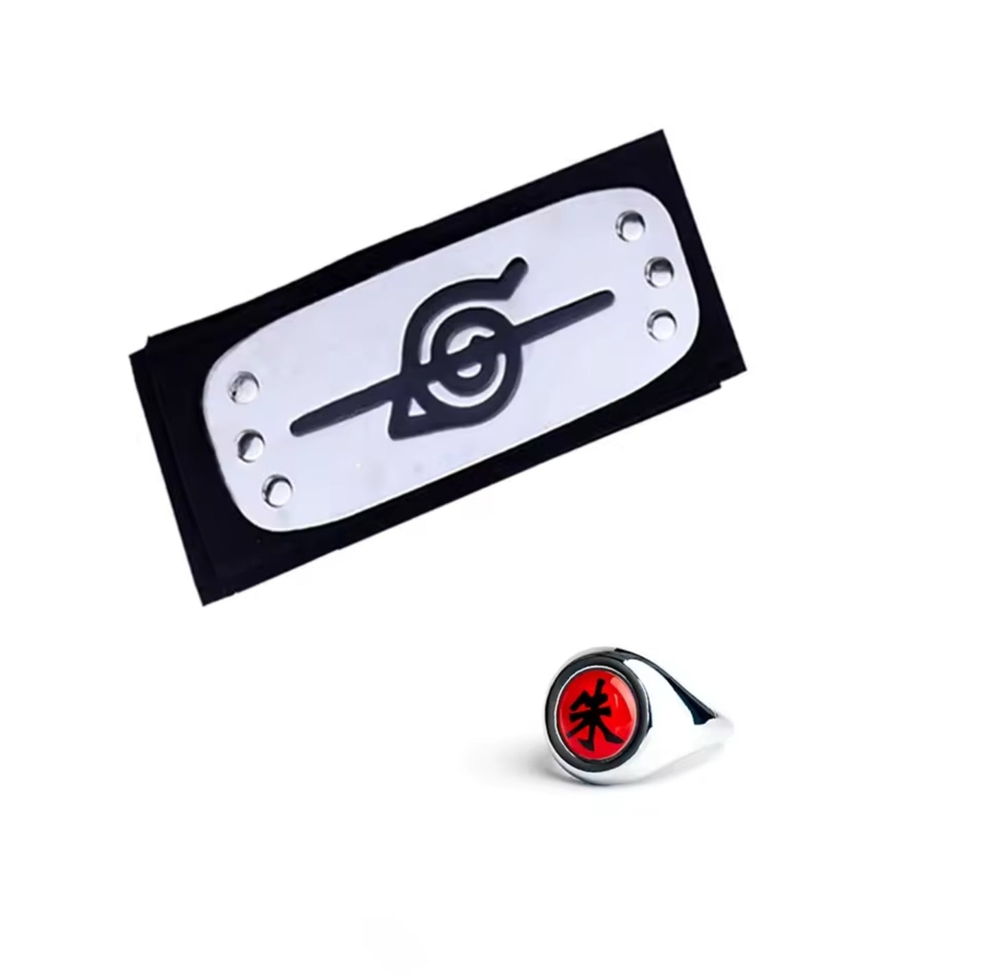 Itachi Uchiha Akatsuki Member's Headband + Adjustable Size Ring 2pc Bundle